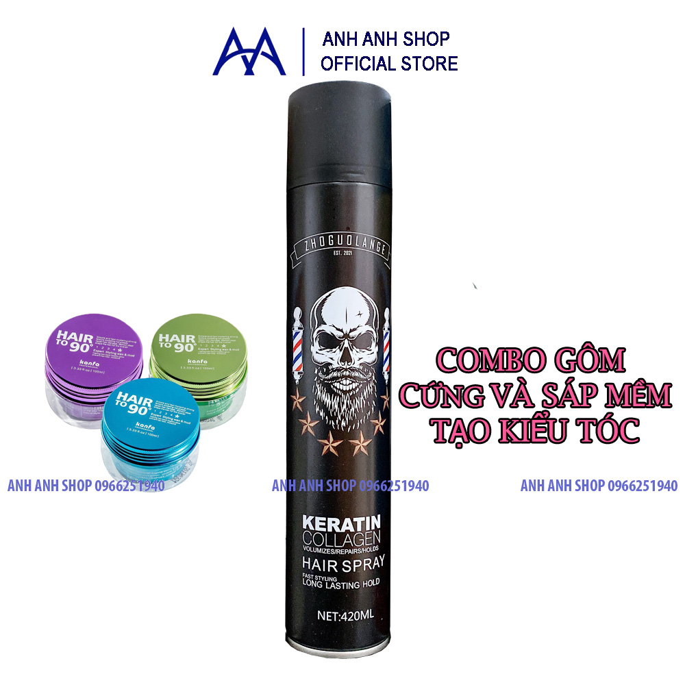 Combo Gôm xịt tóc Luxurious và sáp Kanfa cho phái mạnh