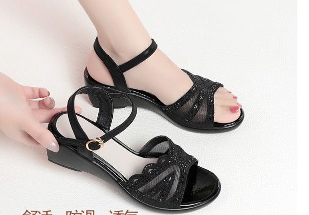 Giày sandan đế xuồng đính đá 5f