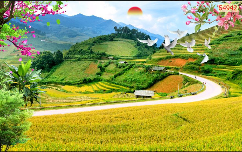 Tranh dán tường phòng khách/Thiên nhiên giao hòa,288(Tích hợp sẵn keo)