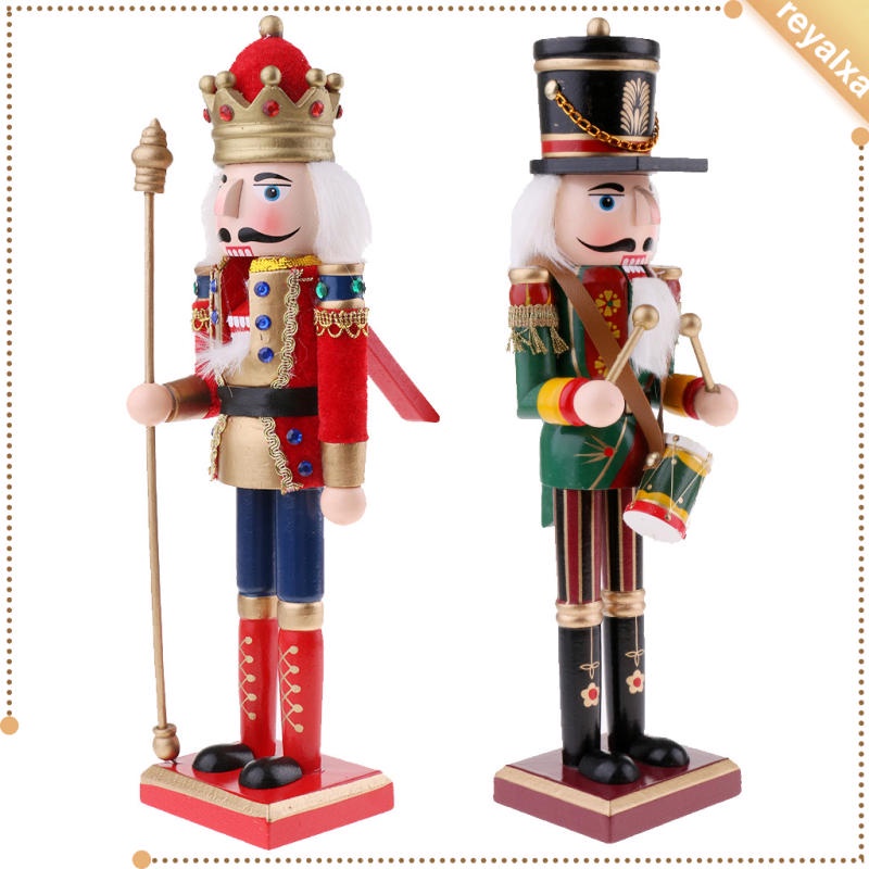 Set 2 mô hình Nutcracker King bằng gỗ trang trí giáng sinh