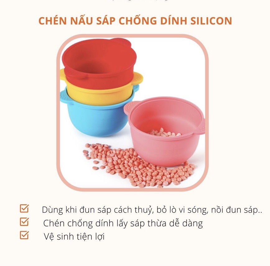 Combo Sáp wax lông dừa 100g, Chén silicon + Mỡ Trăn