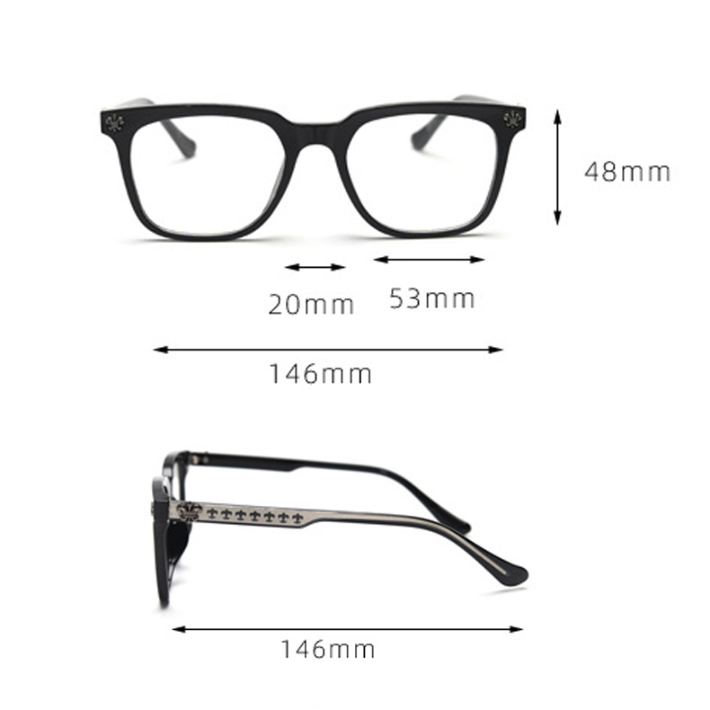 [Nhiều màu] Mắt kính vuông Chrome Hearts nam nữ 72318 [Có sẵn] [Ảnh thật]