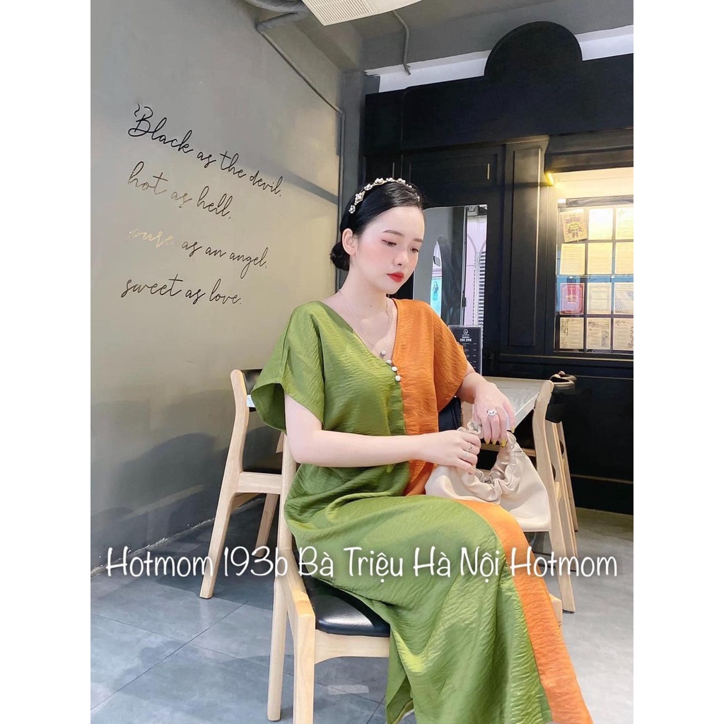Đầm lụa phối màu mặc được 2 dáng
