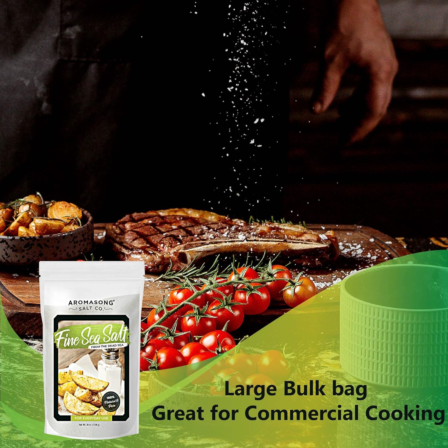 Bulk Cooking Salt Aromasong 100% Natural Sea Salt From the Dead Sea, Fine Grain Table ...