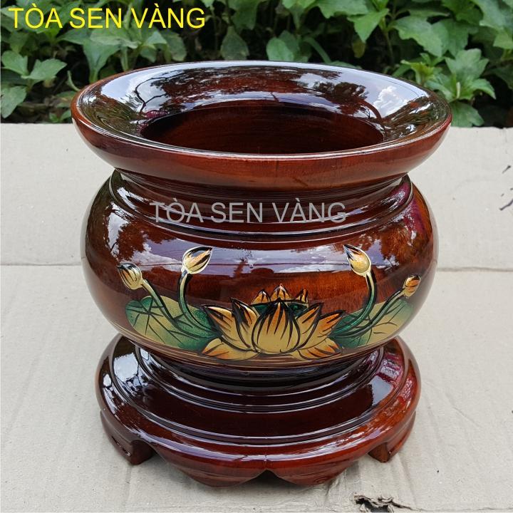 Lư Hương Gỗ nguyên khối- Đường kính 12cm