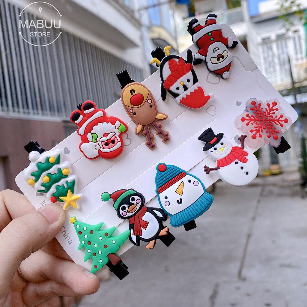 Set 10 Kẹp Tóc Giáng Sinh Đáng Yêu Cho Bé