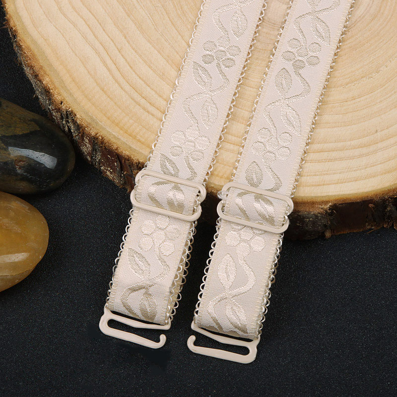 bdti 1Pair Underwear Accessories Embroidered Elastic Adjustable Bra Strap Shoulder Strap Replacement Women's