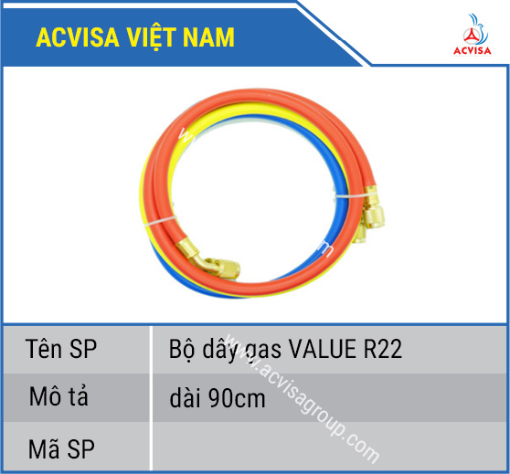Bộ 3 Dây Nạp Gas VALUE Model R410 VRP-U-R/Y/B (1 Bộ = 3 Sợi 90Cm)