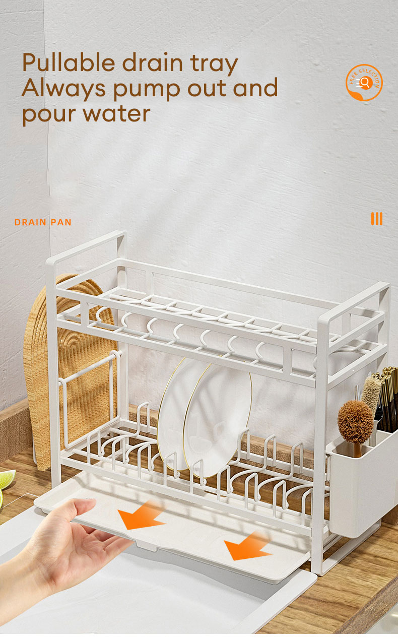 Multifunctional drain bowl rack kitchen storage rack table multi-layer storage rack plate rack save space steel