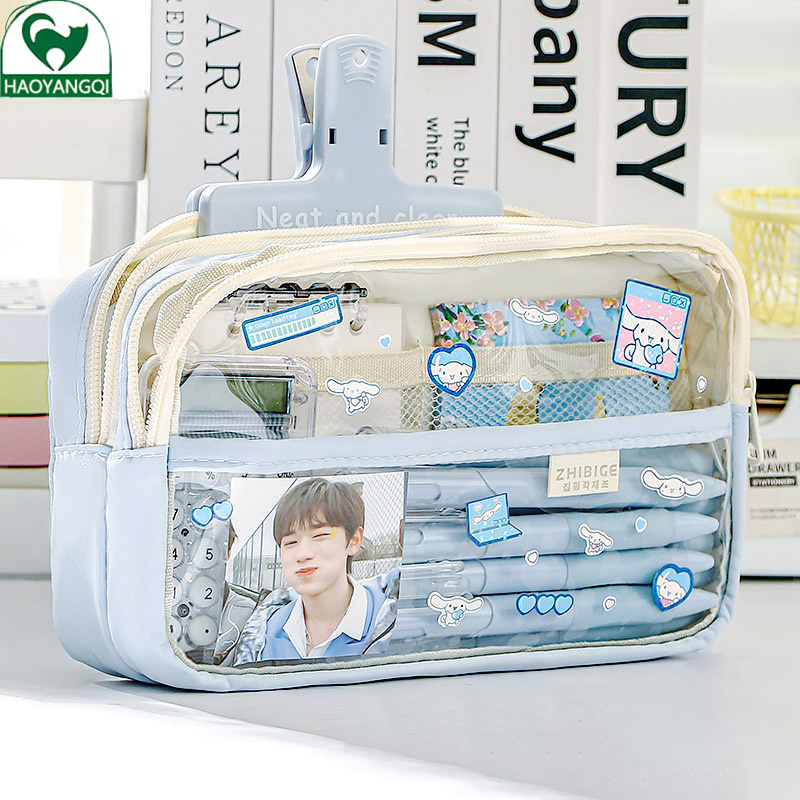 Transparent pencil case Students' pencil case Pupils' transparent pencil case