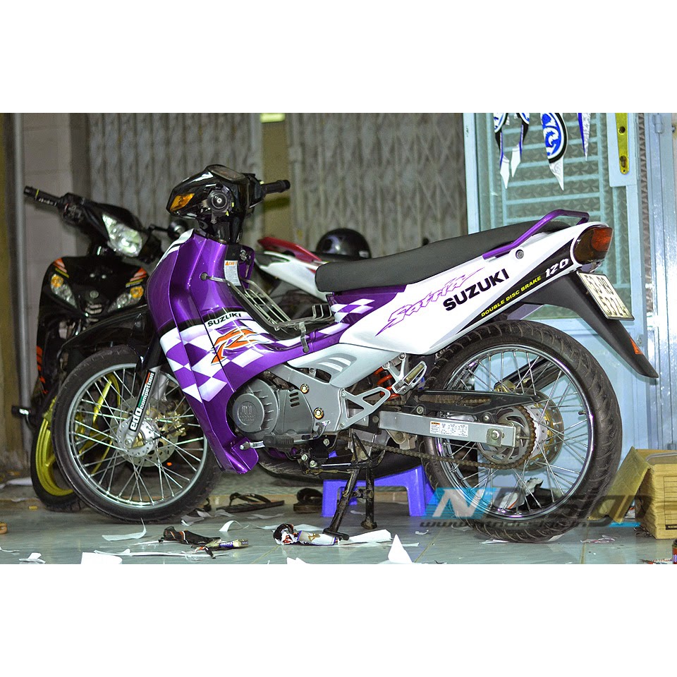 Tem Rời Suzuki Satria 2000 Trắng Tím