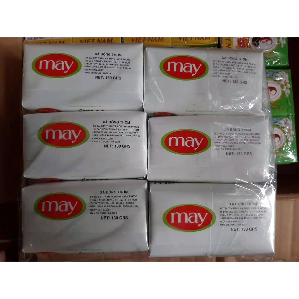Xà Bông Cục May Sọc Vàng + Sọc Đỏ (vĩ 6 Cục) 130g