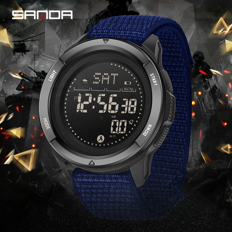 Sanda Multi functional Mileage Calorie Outdoor Sports Simple Waterproof LED Men's Watch SD2197-6. 