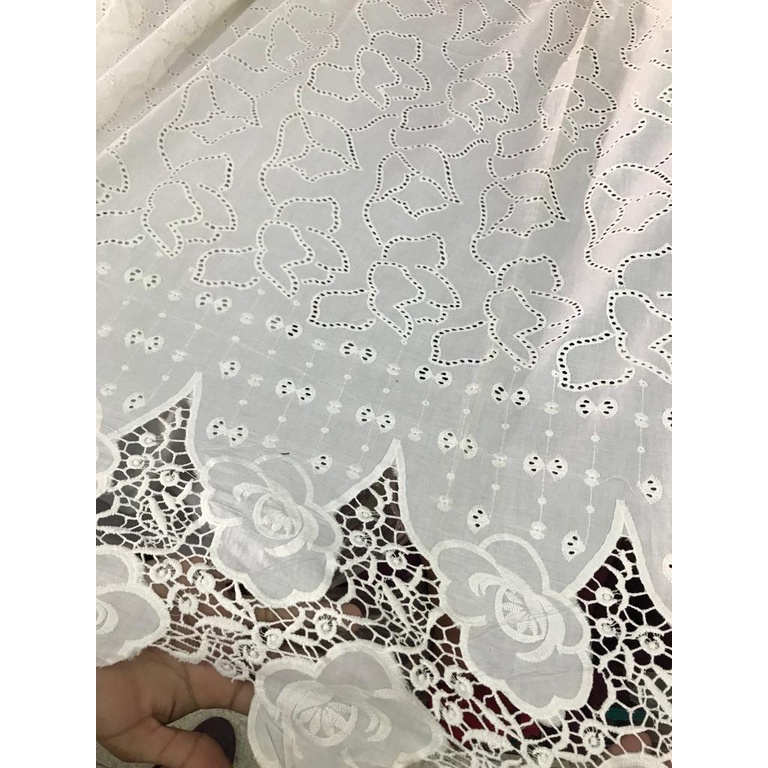 NHZ Sewing Supplies - #Clearance - SOLD Kain Lubang-Lubang - Bidang 110cm -  Gray star 52cm + White 90cm RM20 / set