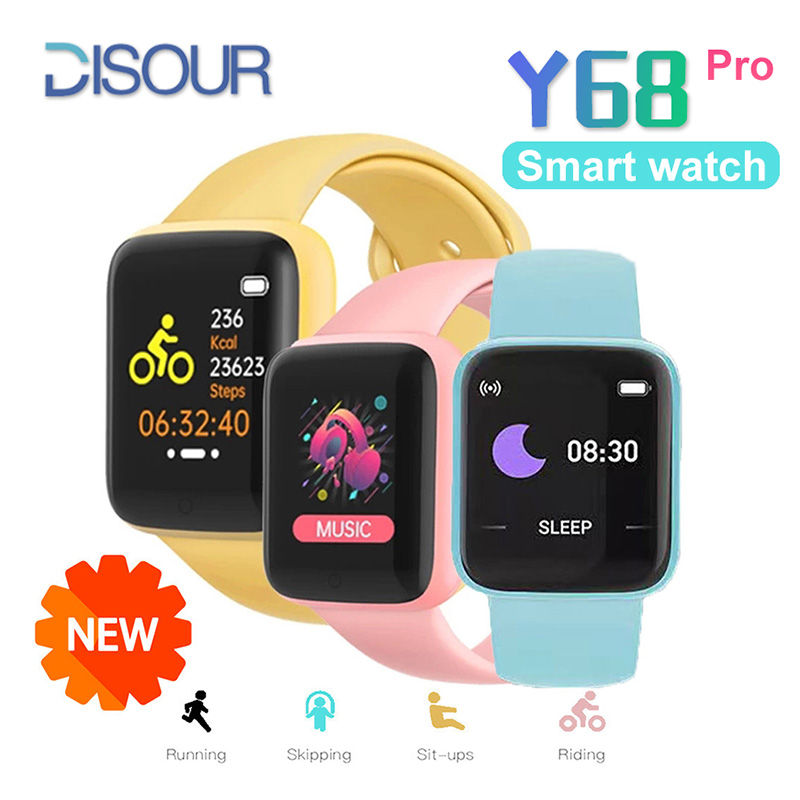 DISOUR D20 Y68 Waterproof Macaron Smart Watch 24 hours Bluetooth