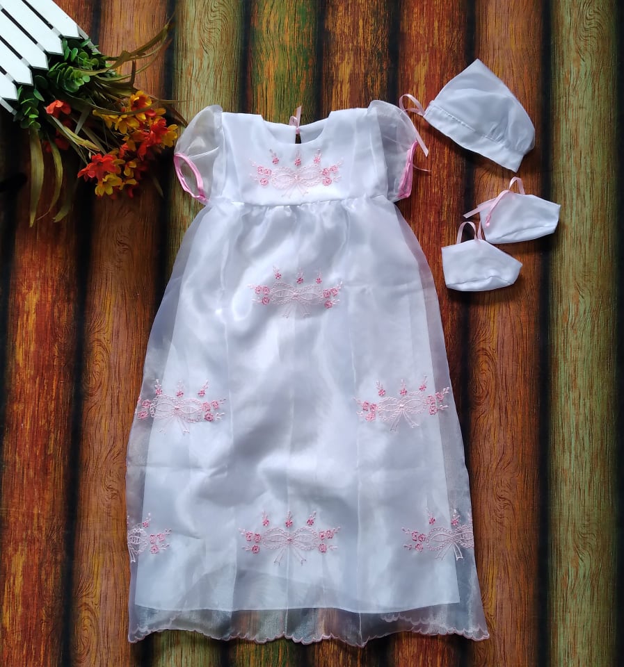 Baptismal Long Gown ( Organza ) for Baby Girl / Christening Clothes