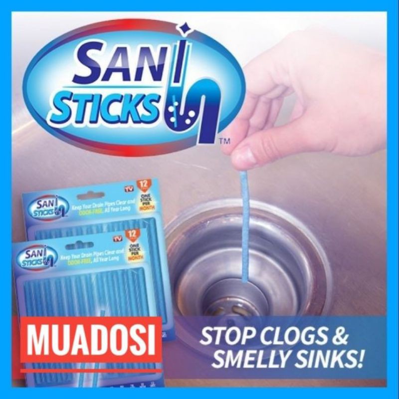 (SỈ) Combo 2 Bộ 12 que thông tắc cống SANI