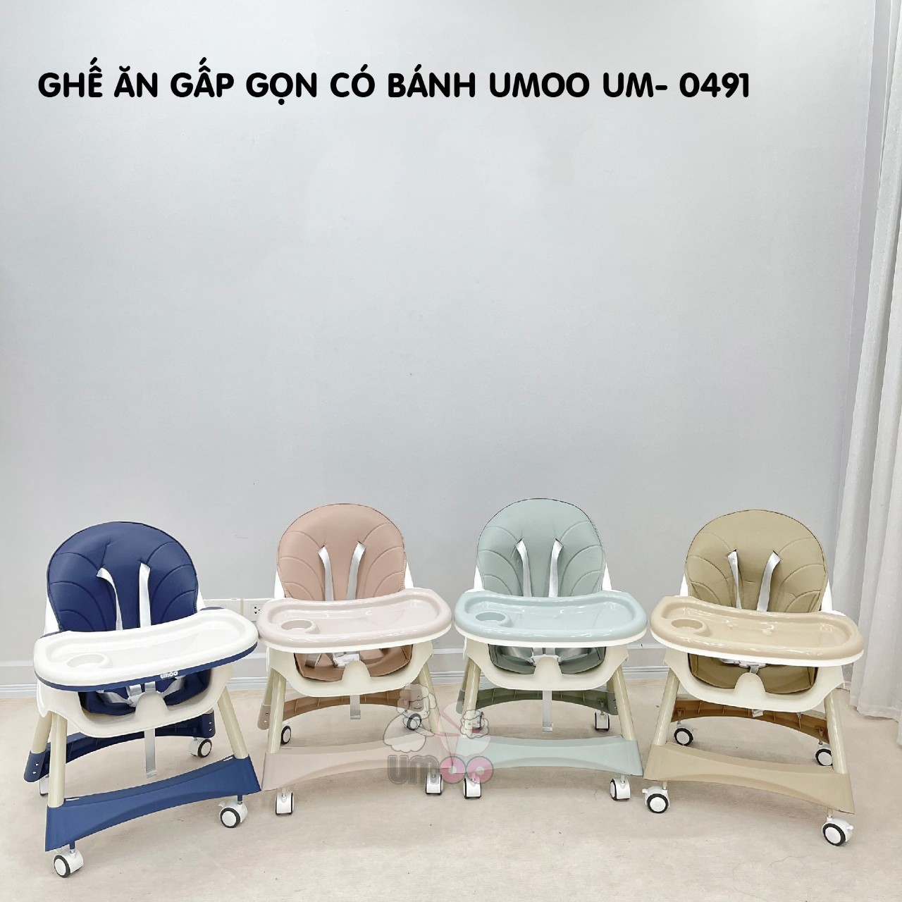 Ghế ăn dặm Umoo có đệm ( có bánh xe và không bánh xe)