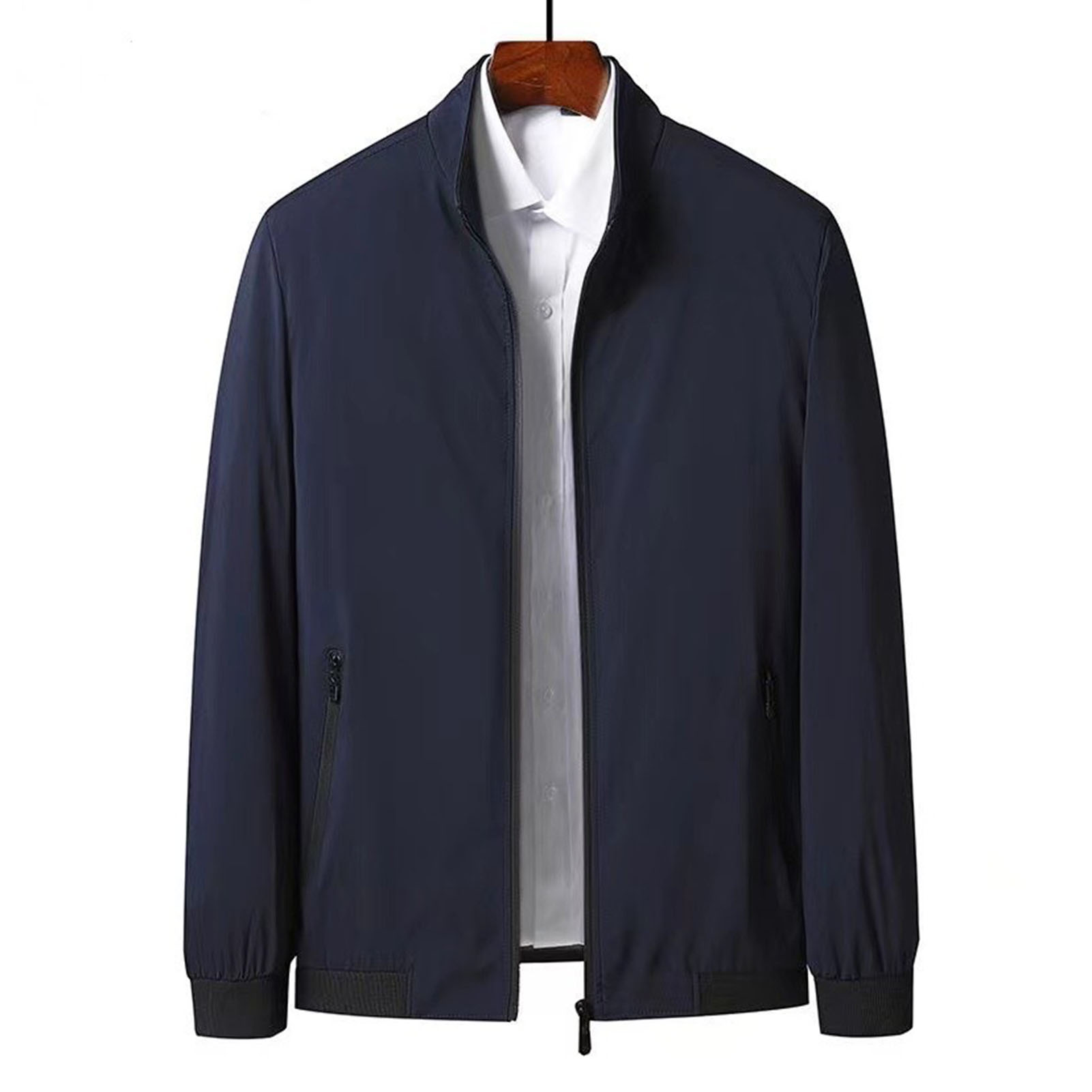 Freedun® Men Fleece Lining Jacket Male Stand Collar Jacket Men's Winter Fleece Lined Jacket Warm Stand Collar Coat with Pockets Zipper Closure Thick Outerwear for Cold Weather