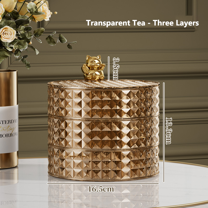 YONUO Storage box Light luxury fruit box Household multi-layer fruit tray division with lid dried fruit box living room nut candy box snack storage box