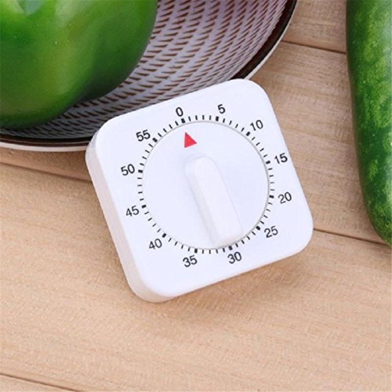 Square 60 Minute Mechanical Kitchen Timer Chef Cooking Timer Clock with Loud Alarm No Batteries Required Kitchen Learn