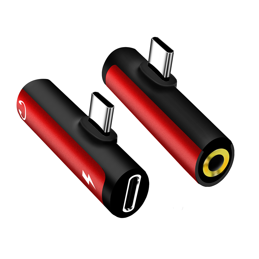 1PC Otg Adapter 2 In 1 For Samsung Xiaomi Huawei Cable Audio Converter Type-c Audio Adapter 3.5mm Jack Earphone Charge Converter