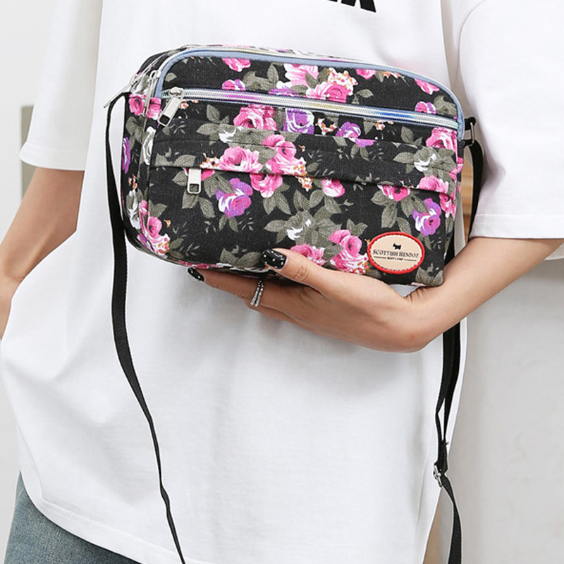 【Special Promotion】 Multiple Pockets Women Handbags Female Shoulder Bags Canvas Messenger Bags Zipper Printed Ladies Crossbody Bag Vintage Bolsas.