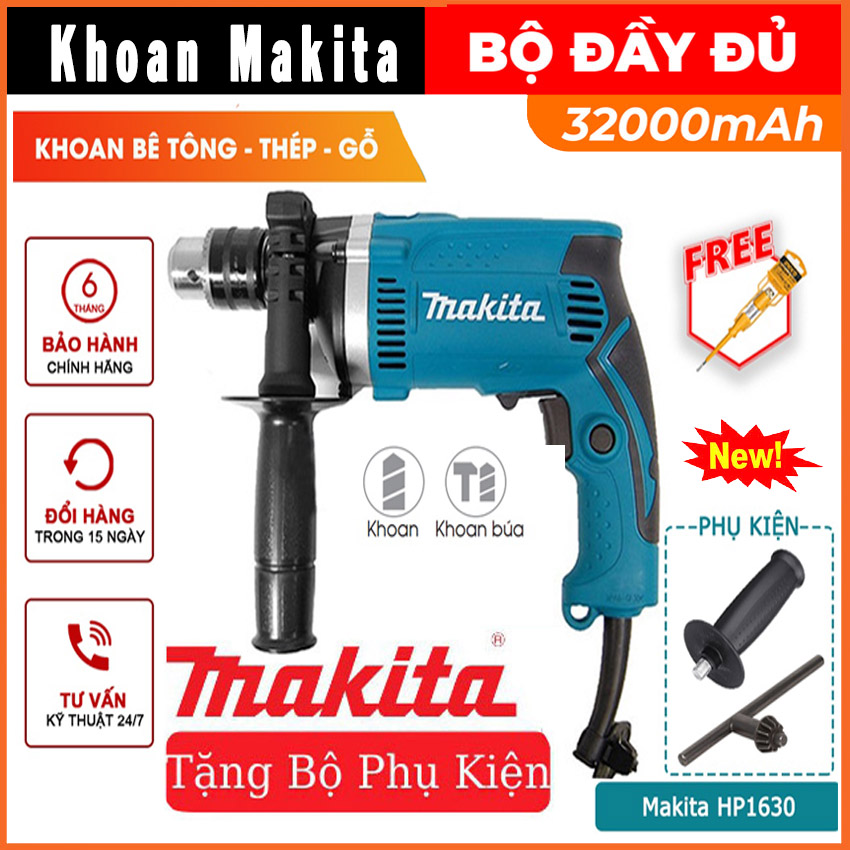 Máy khoan cầm tay makita hp1630 japan chính hãng của nhật - máy khoan bê tông máy khoan búa tốc độ cao - máy khoan 16mm makita hp1630 lõi đồng 100%.bh 12 tháng