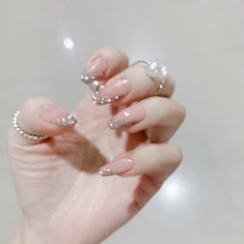 Hộp 24 Móng tay giả , móng giả A166 , móng nhọn (Tặng keo dán móng tay )