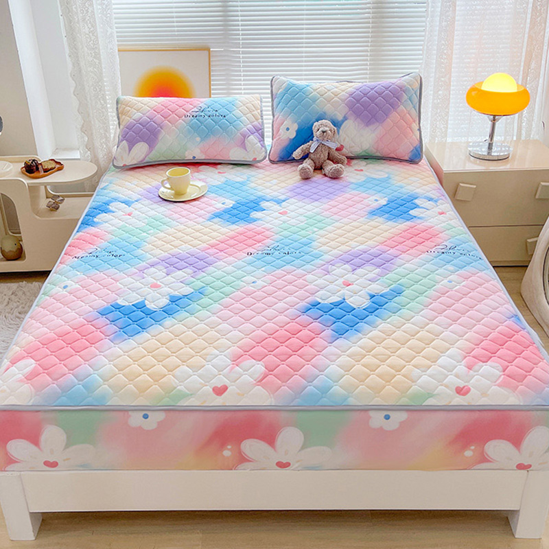 Cotton-padded bedspread A-type thick sanded bedspread Household double-washed cotton mattress protective cover