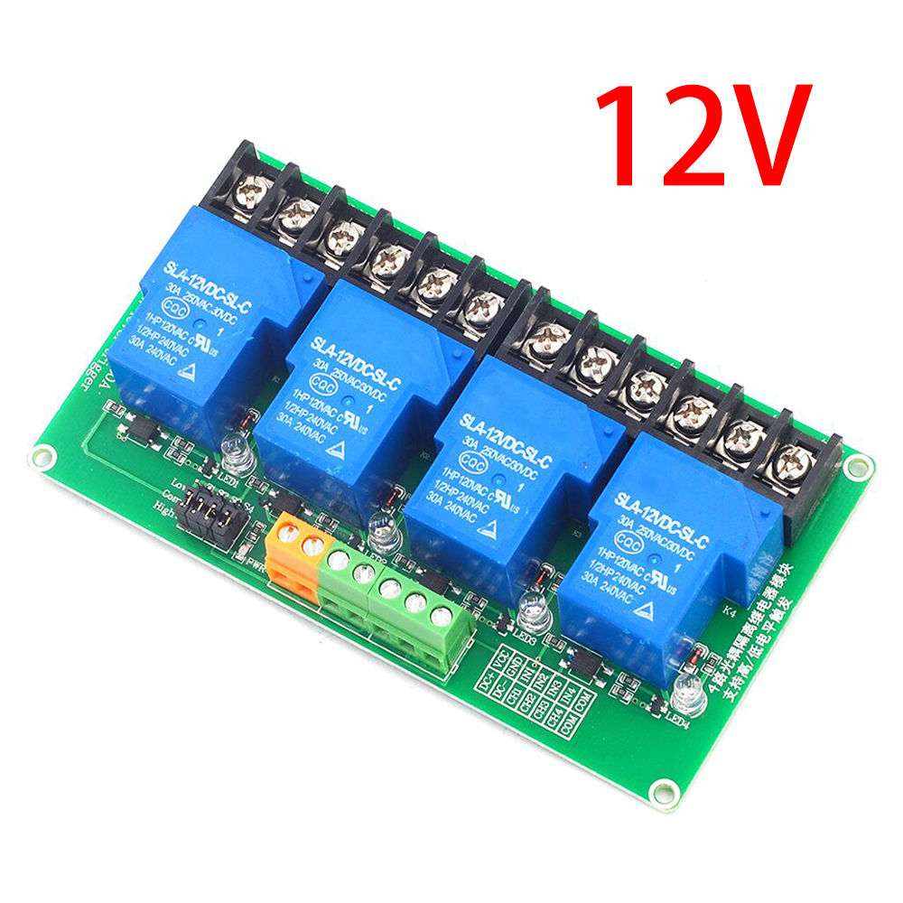 Dipprun ac250v 30a 4 channel relay module high power dc5v 12v 24v high low level trigger switch module