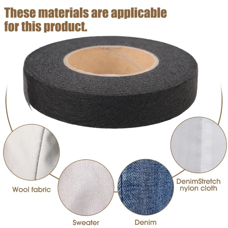 60m/Roll Black White Double Sided Interlining Adhesive Fabric Clothes Apparel Iron on Hem Tape Interlining Web for DIY Sewing