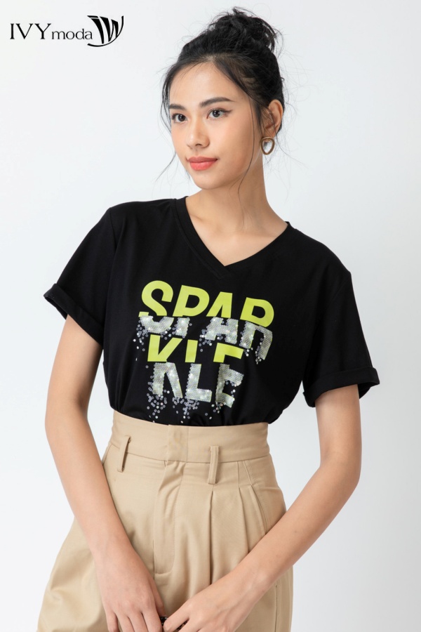 Áo thun cổ V spar kle IVY Moda MS 57M6585