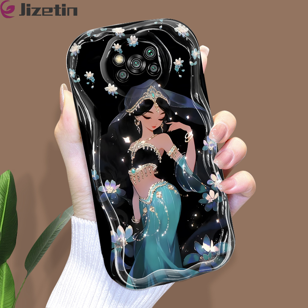 Jizetin for Xiaomi Poco X3 NFC Poco X3 Pro Back Cover Beautiful Princess Cream Wavy Edge Soft Silicone Phone Case. 