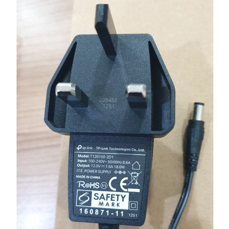 12V 2A AC-DC Power Supply Adapter for TP-LINK Model T120200-2D1 Center