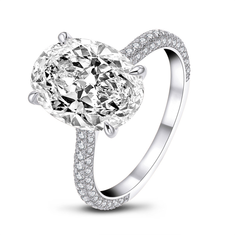 Luxury 5 Carat S925 Silver Ring Women's Online Celebrity Flash Pigeon Eggs Diamond Ring