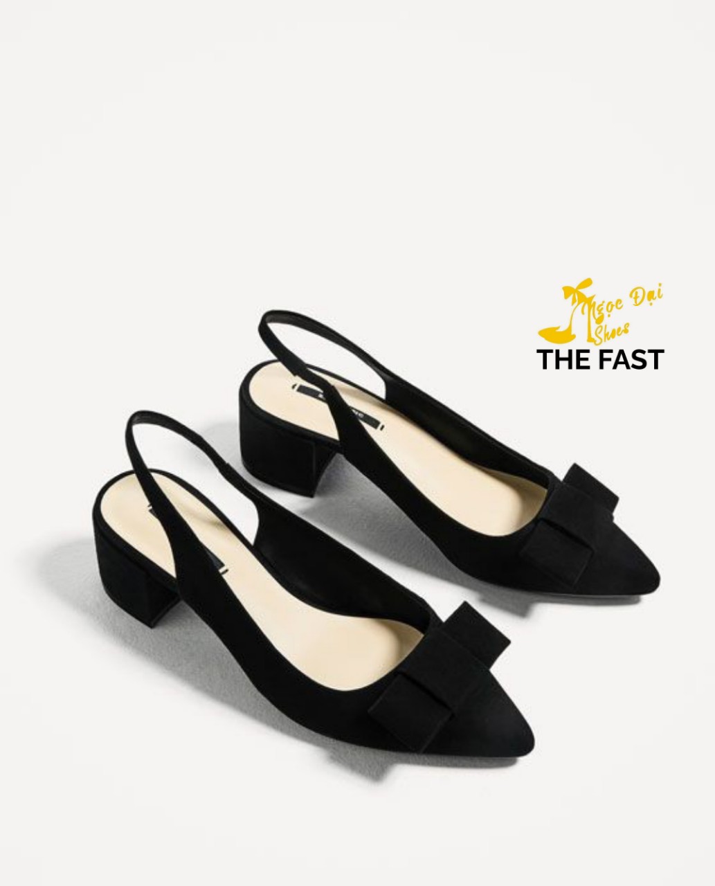 Giày sabo gót thô cao 5cm gắn nơ xinh NĐ201