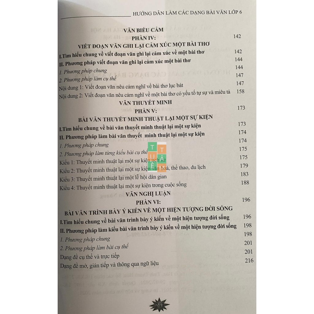 Sách - Hướng dẫn làm các dạng bài văn lớp 6
