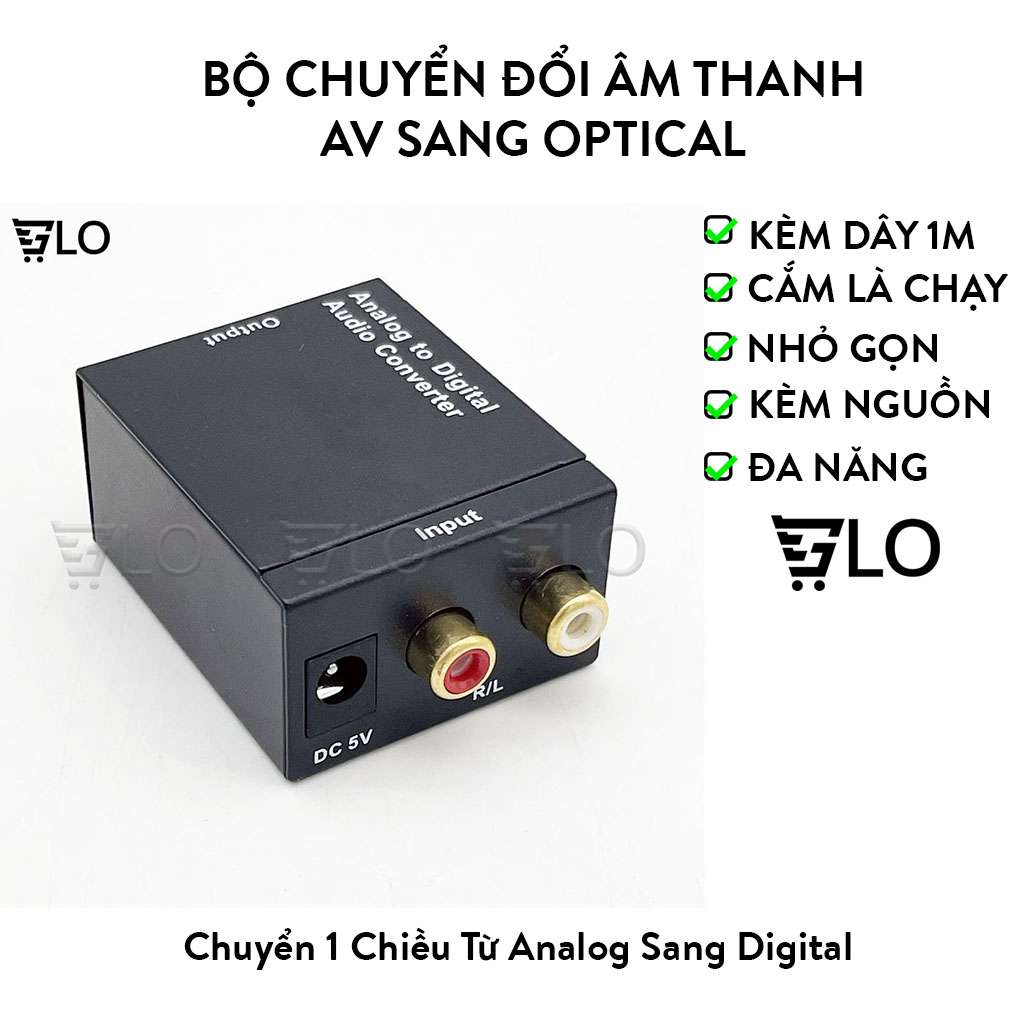 Bộ chuyển đổi âm thanh tín hiệu av sang optical oem, analog to digital, bộ av ra quang, tặng dây quang 1m
