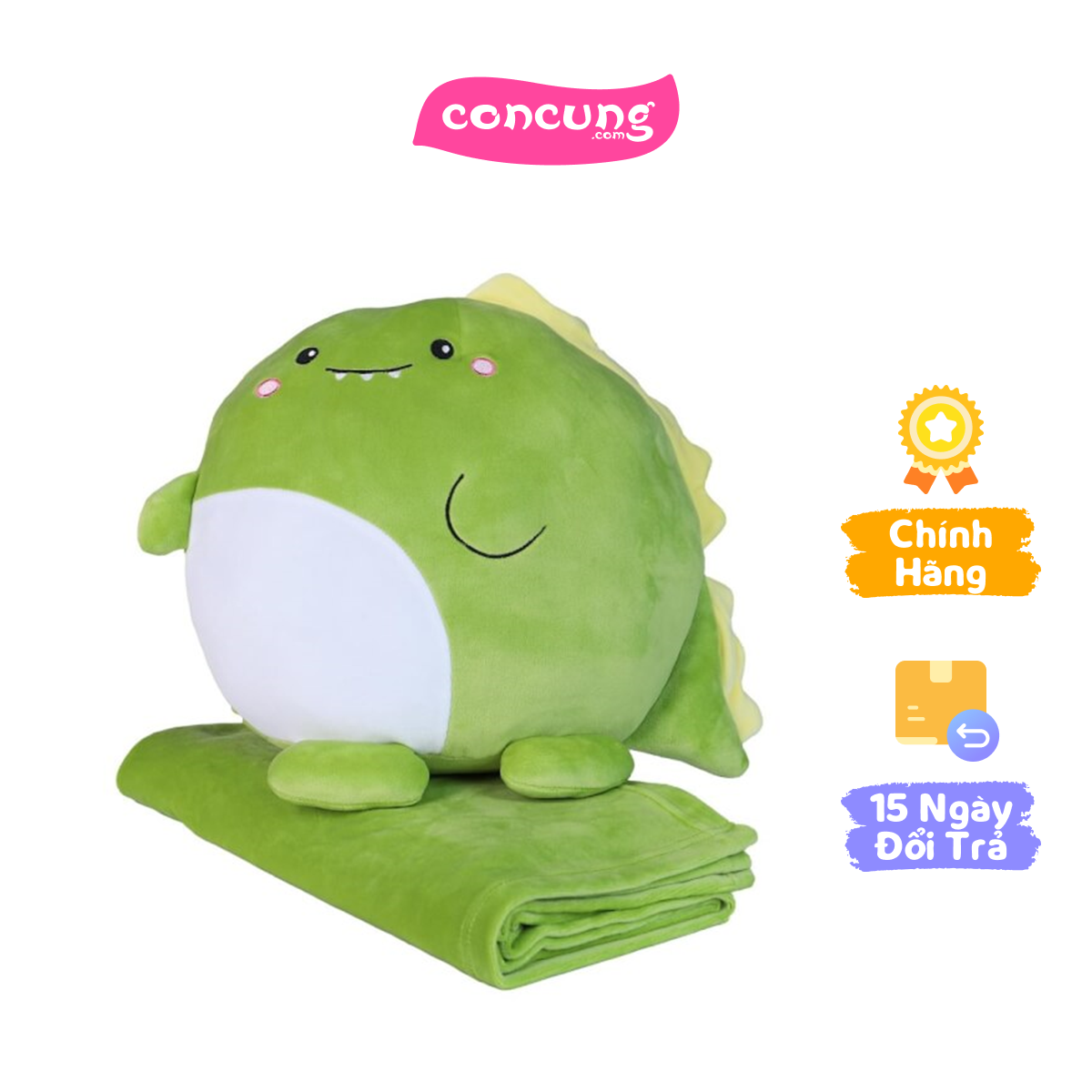 Bộ mền gối thú bông khủng long xanh lá