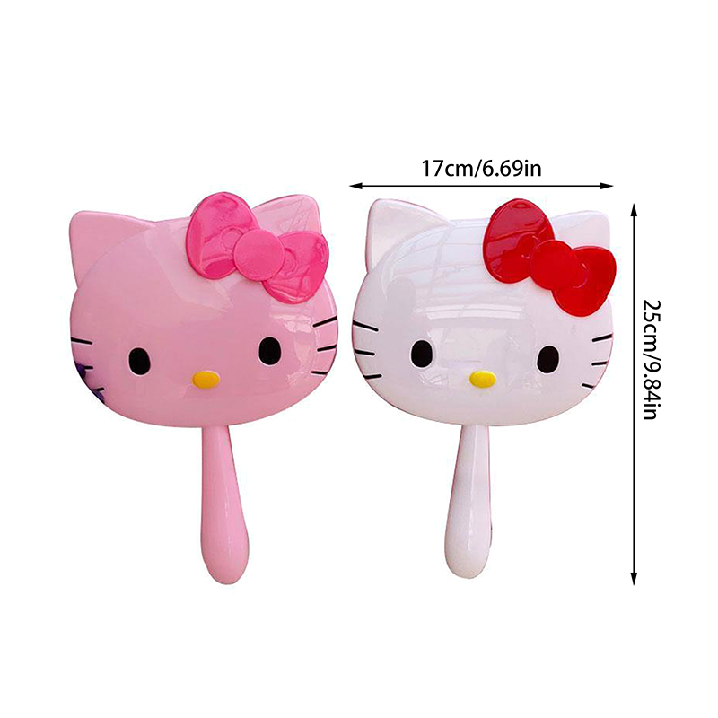 Cartoon Sanrio Hello Kitty Handheld Makeup Mirror Kawaii Kt Cat Handle Make Up Mirrors Girl Birthday Gift. 