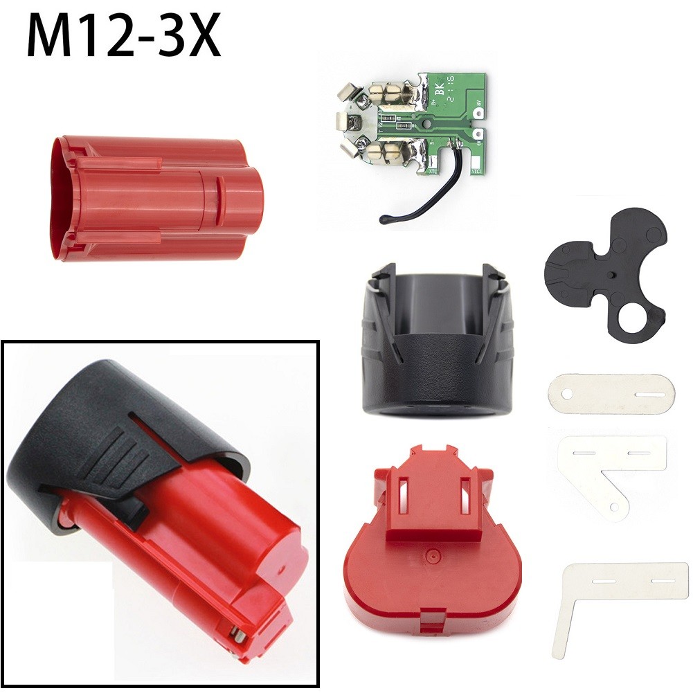 Three cell Battery Shell with PCB Perfect for Milwaukee 12V Li ion Battery