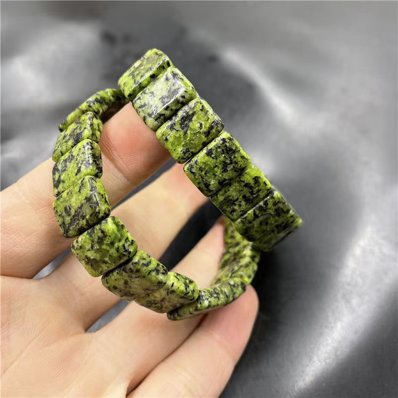 Natural Tibet Jade medicine King stone hand row Bracelet Serpentine