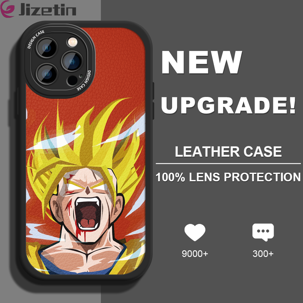 Jizetin Leather Case For iPhone 14 Plus iPhone 14 iPhone 14 Pro iPhone 14 Pro Max Slim Dragon Ball Son Goku Leather Back Casing PU Leather Cover Phone Case