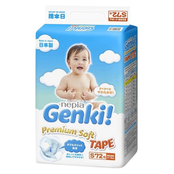 Tã dán Nhật Bản cao cấp Genki (S, 72 miếng)