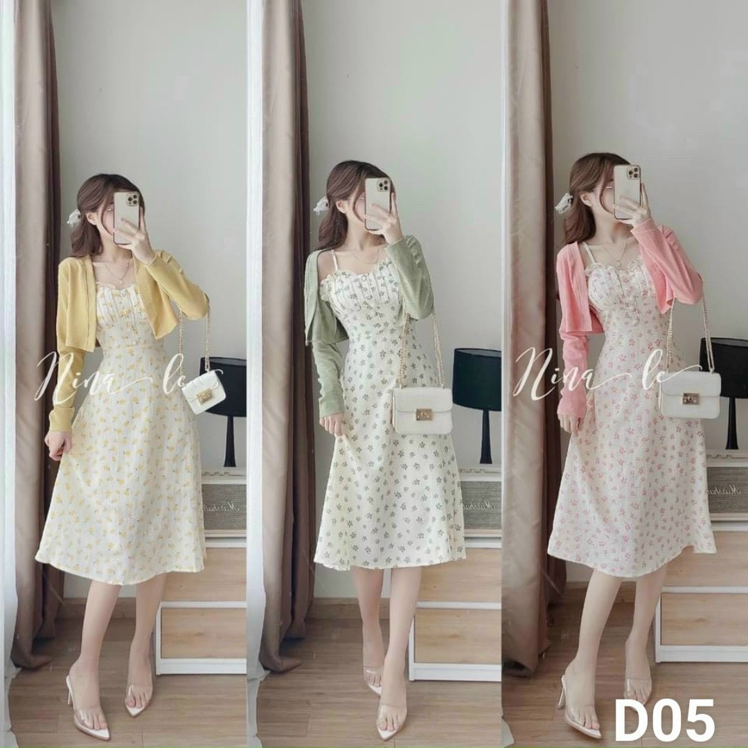 sét đầm lụa váy gân siêu hót đẹp như hình ld22