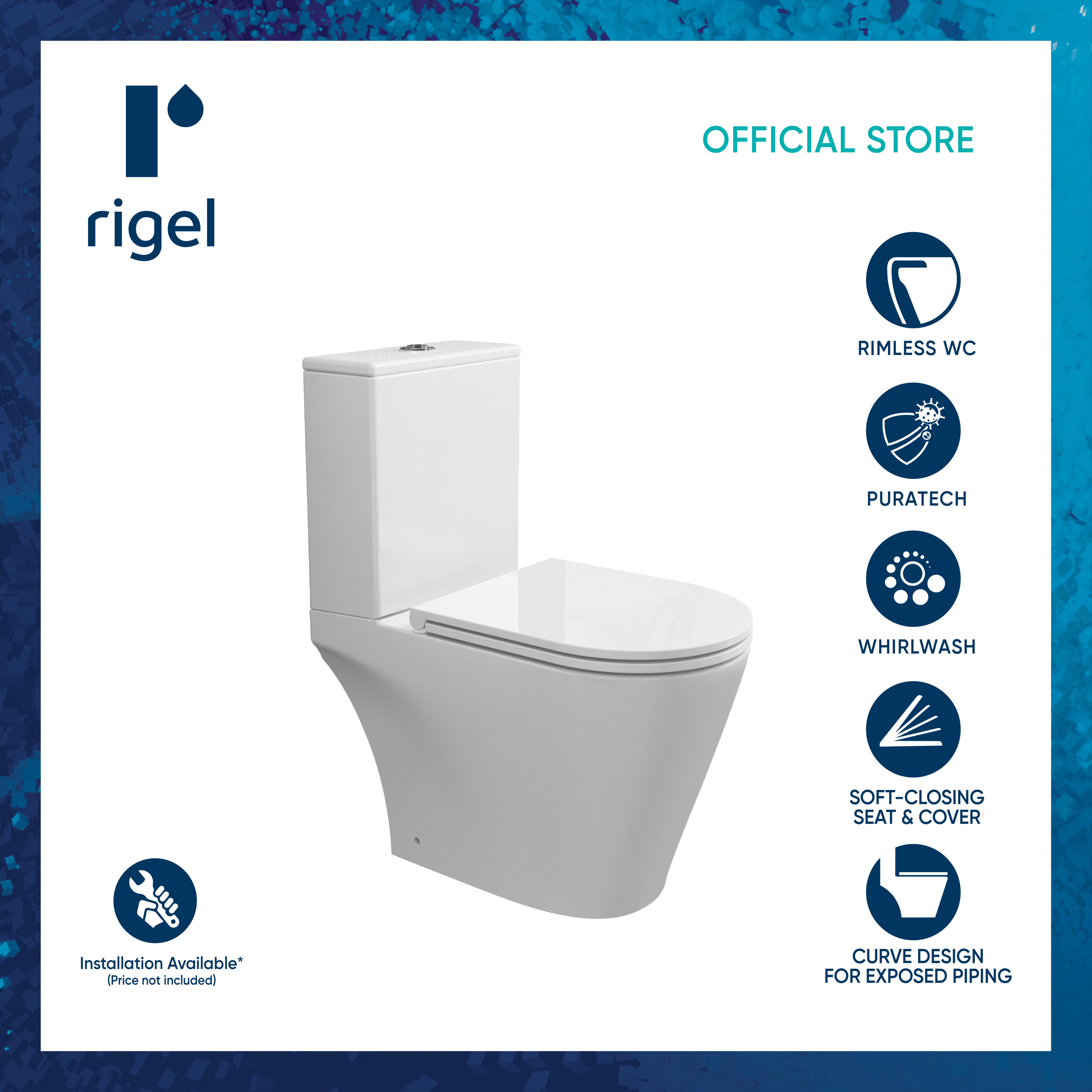 RIGEL Gallant Toilet Bowl with optional upgrade to Manual Bidet
