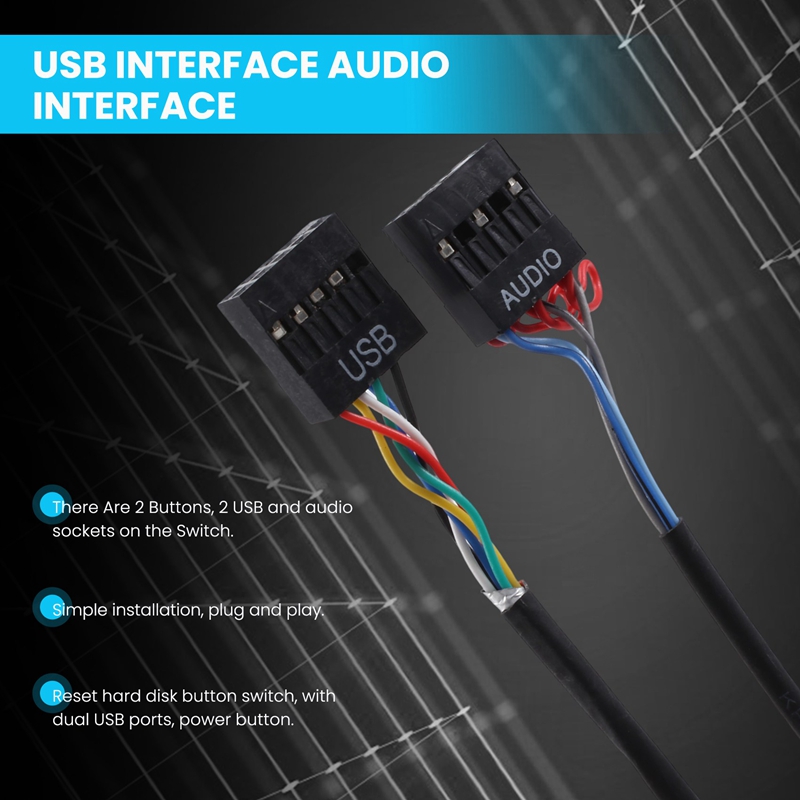 Desktop Computer Case Switch,Reset HDD Button Switch with Dual USB