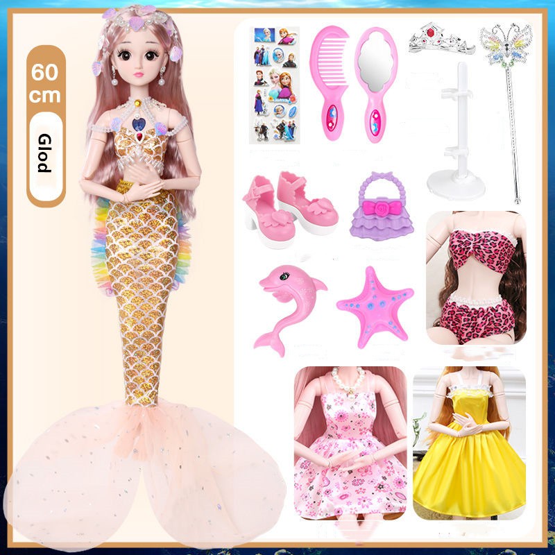 利Búp bê Barbie nàng tiên cá 60cm