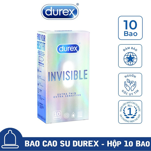Bao cao su siêu mỏng Durexx Invisible Extra Thin Extra Sensitive 1 Hộp 10 Bao